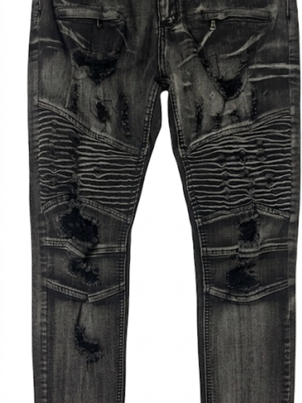 Waimea Men's Distressed Ribbed Black Jeans